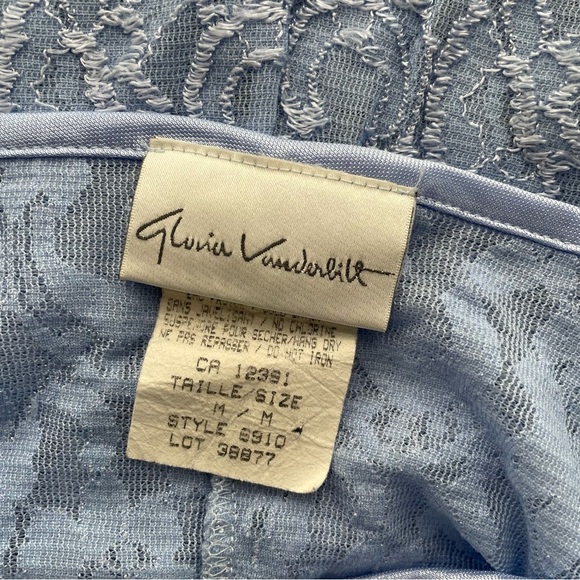 90s Vintage Gloria Vanderbilt Blue Lace Slip Dress Chemise Mini Length Medium - Picture 9 of 9